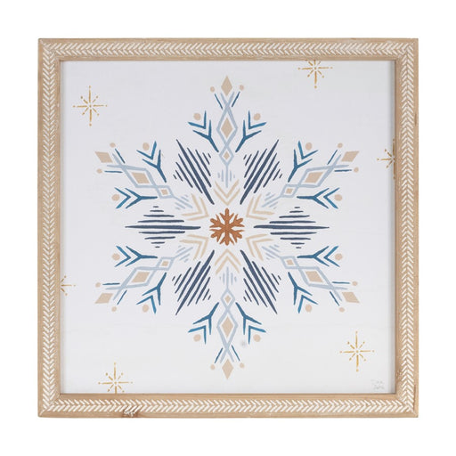 Melrose Framed Holiday Snowflake Print, Set of 2, White/Blue