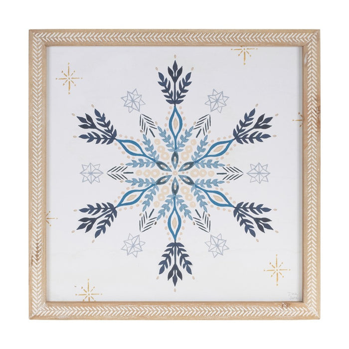 Melrose Framed Holiday Snowflake Print, Set of 2, White/Blue