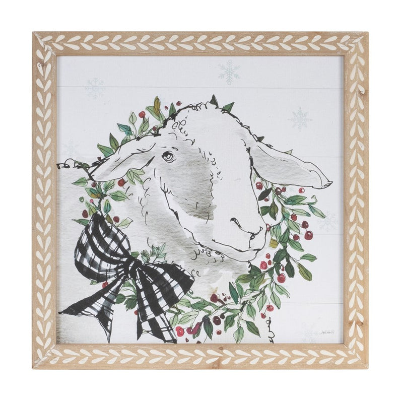 Melrose Framed Winter Farm Animal Print, Set of 2, White/Brown/Beige
