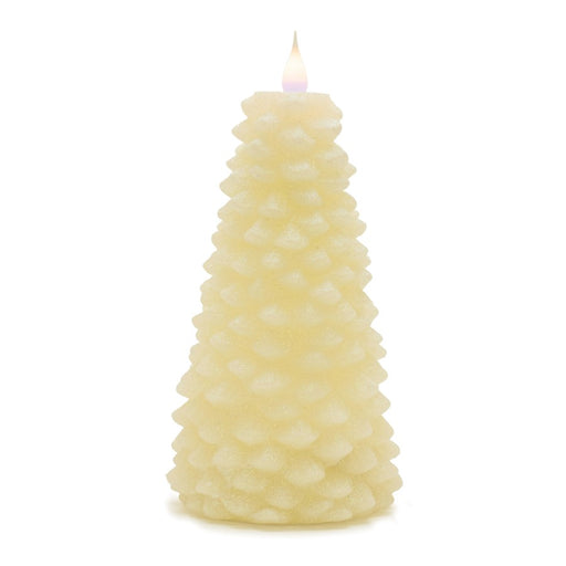 Melrose International Glittered Pine Tree Candle 8"H, White - 90192DS