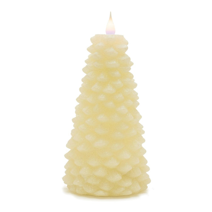 Melrose International Glittered Pine Tree Candle 8"H, White - 90192DS