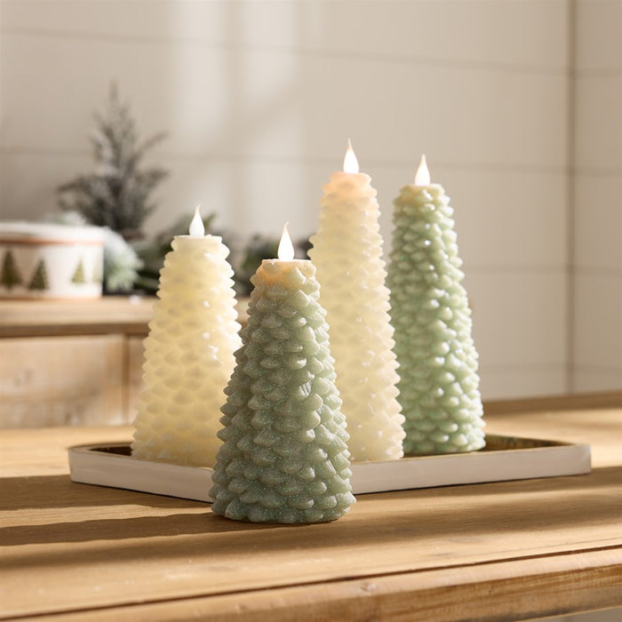 Melrose International Glittered Pine Tree Candle 8"H, White