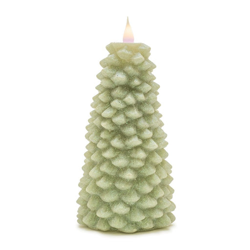 Melrose International Glittered Pine Tree Candle 8"H, Green - 90194DS