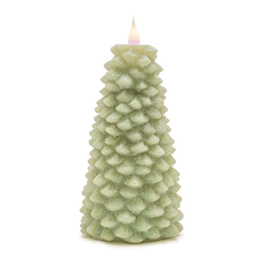 Melrose International Glittered Pine Tree Candle 8"H, Green - 90194DS