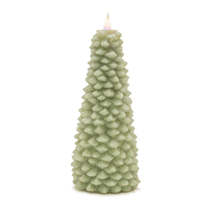 Melrose International Glittered Pine Tree Candle 10"H, Green - 90195DS