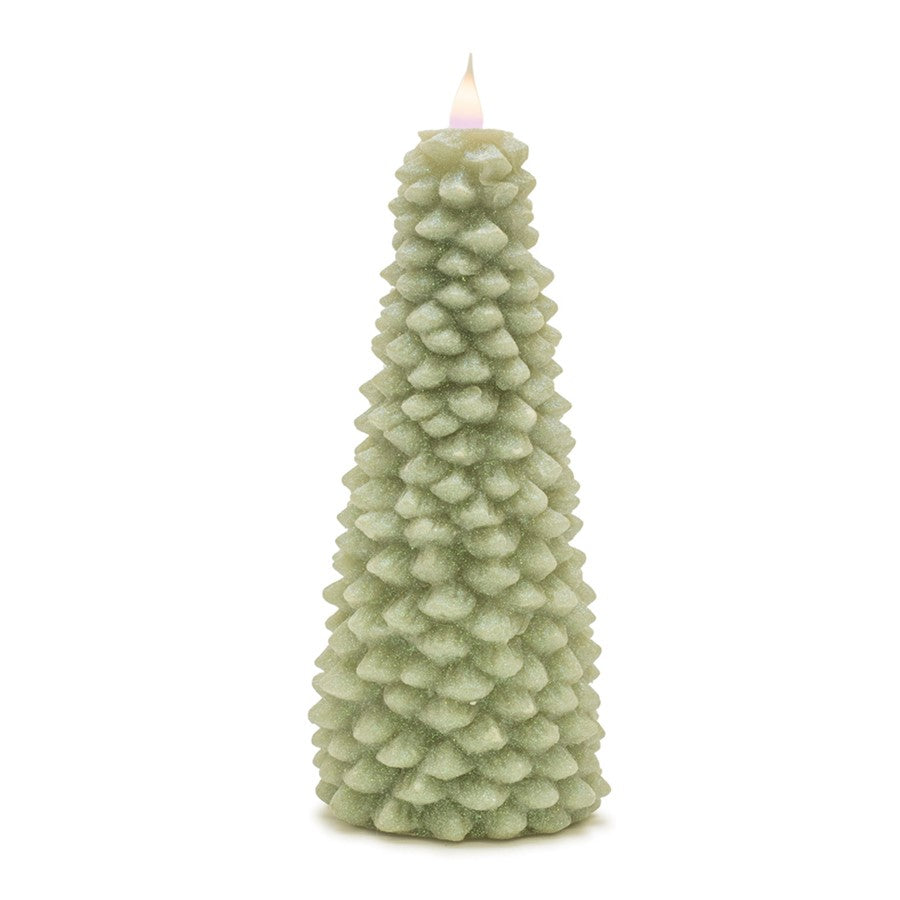 Melrose International Glittered Pine Tree Candle 10"H, Green - 90195DS