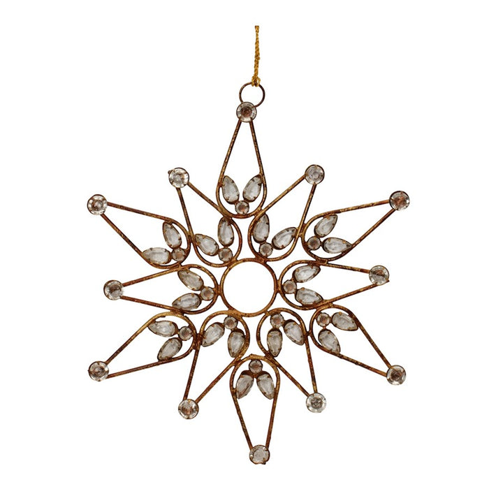 Melrose International Bronze Jeweled Snowflake Ornament, Set of 4 - 90197DS