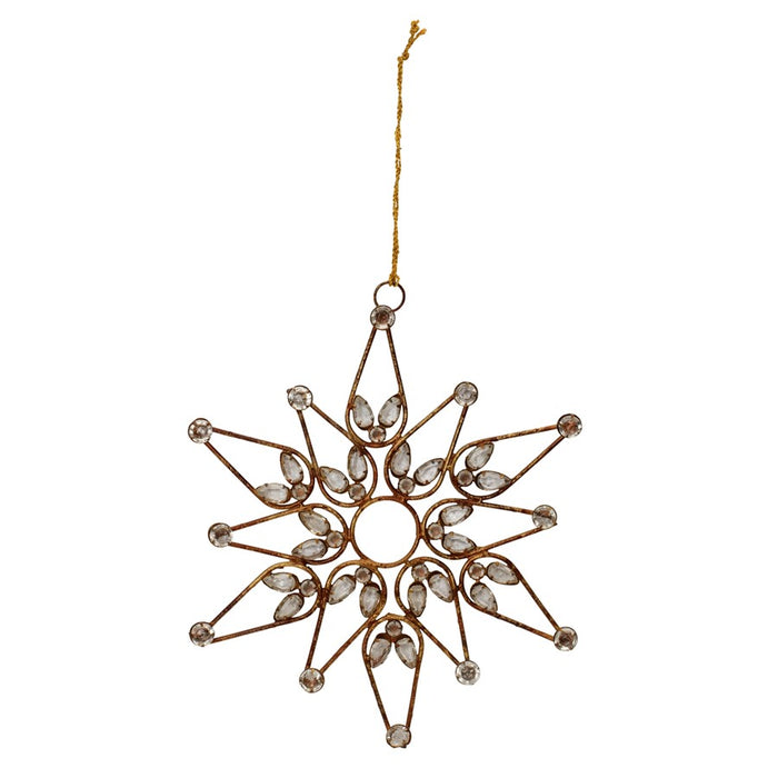 Melrose International Bronze Jeweled Snowflake Ornament, Set of 4
