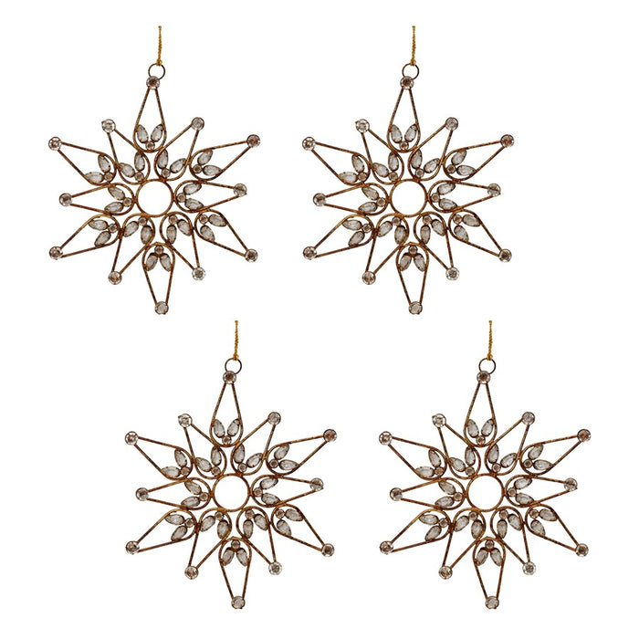 Melrose International Bronze Jeweled Snowflake Ornament, Set of 4