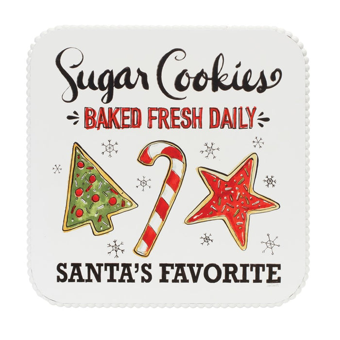 Melrose Santa's Favorite Cookie Plate Pedestal 14.25", White/Red/Green