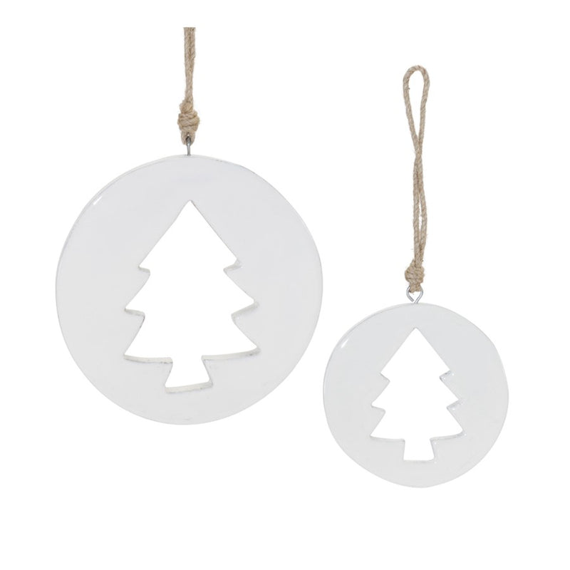 Melrose International White Wood Pine Tree Cut-Out Ornament, Set of 12 - 90216DS