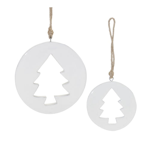 Melrose International White Wood Pine Tree Cut-Out Ornament, Set of 12 - 90216DS