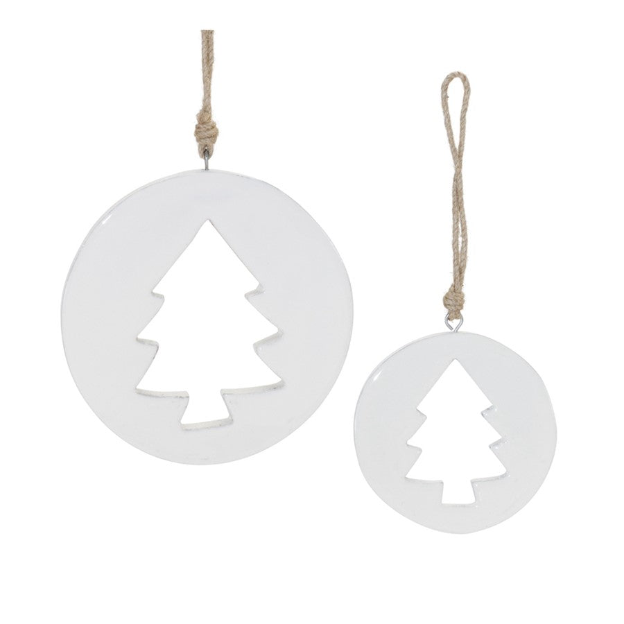 Melrose International White Wood Pine Tree Cut-Out Ornament, Set of 12 - 90216DS