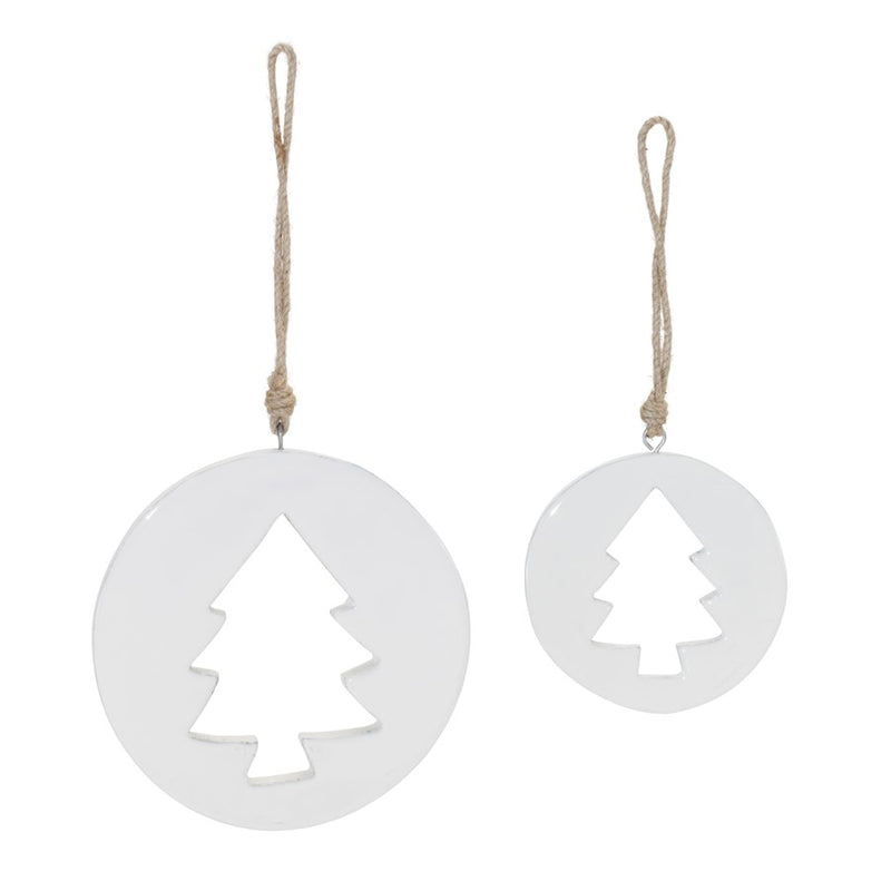 Melrose International White Wood Pine Tree Cut-Out Ornament, Set of 12