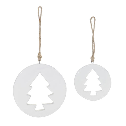 Melrose International White Wood Pine Tree Cut-Out Ornament, Set of 12