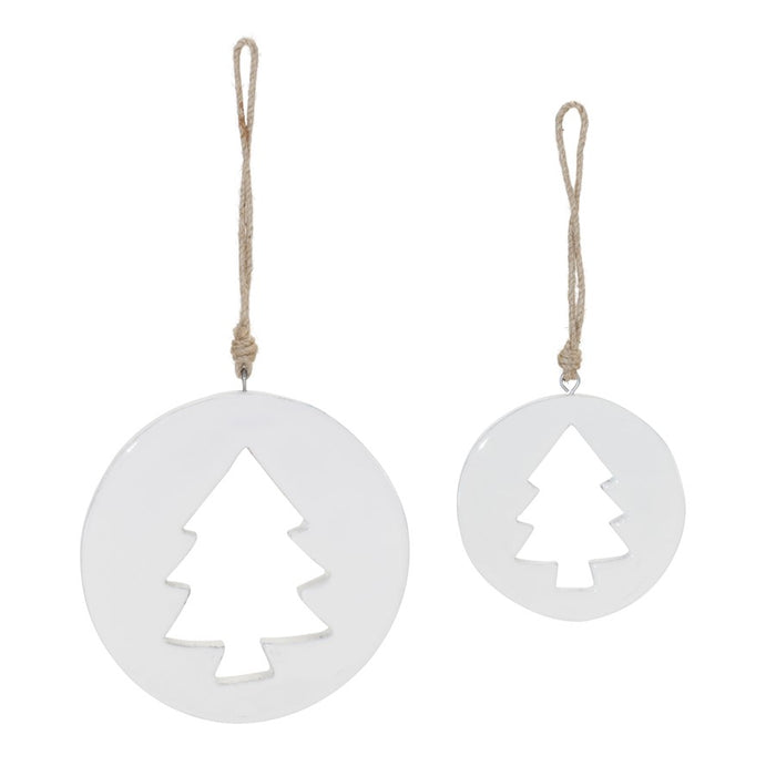 Melrose International White Wood Pine Tree Cut-Out Ornament, Set of 12
