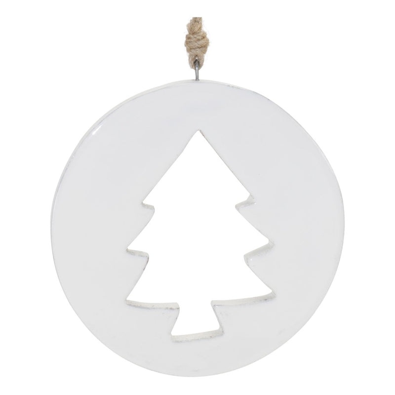 Melrose International White Wood Pine Tree Cut-Out Ornament, Set of 12