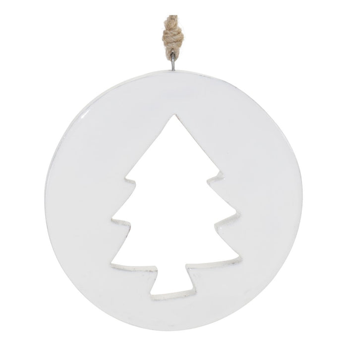 Melrose International White Wood Pine Tree Cut-Out Ornament, Set of 12