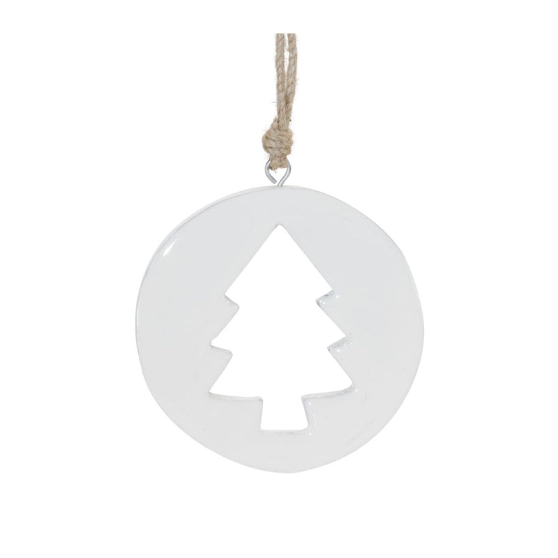 Melrose International White Wood Pine Tree Cut-Out Ornament, Set of 12
