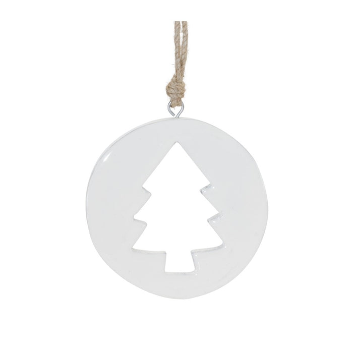 Melrose International White Wood Pine Tree Cut-Out Ornament, Set of 12