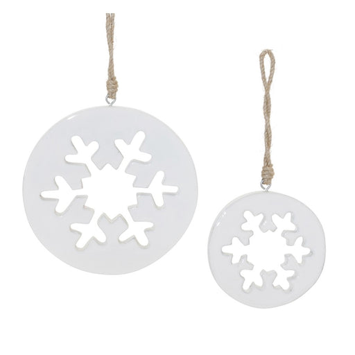 Melrose International White Wood Snowflake Cut-Out Ornament, Set of 12 - 90218DS