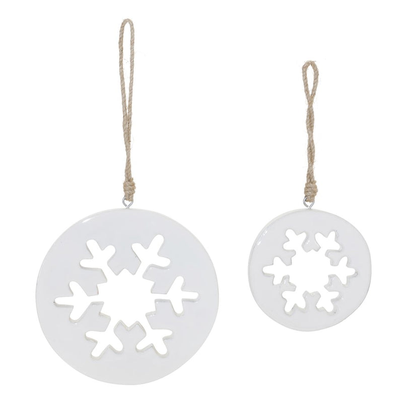 Melrose International White Wood Snowflake Cut-Out Ornament, Set of 12