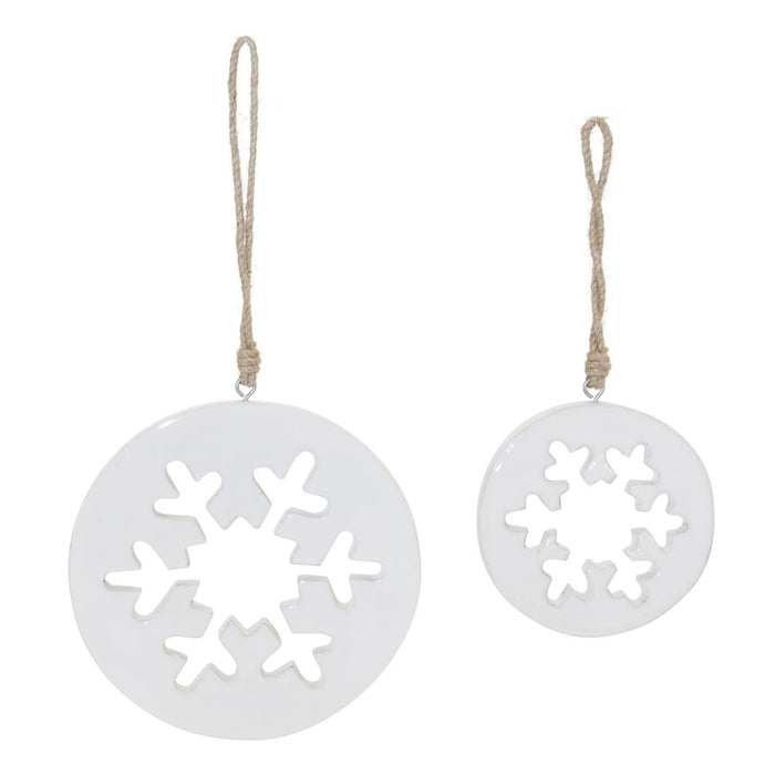 Melrose International White Wood Snowflake Cut-Out Ornament, Set of 12