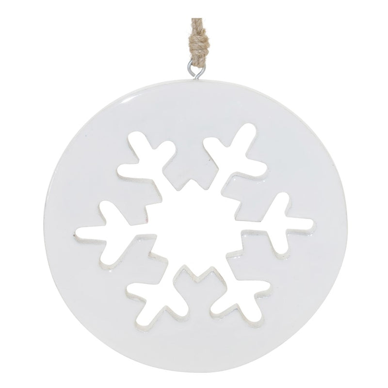 Melrose International White Wood Snowflake Cut-Out Ornament, Set of 12