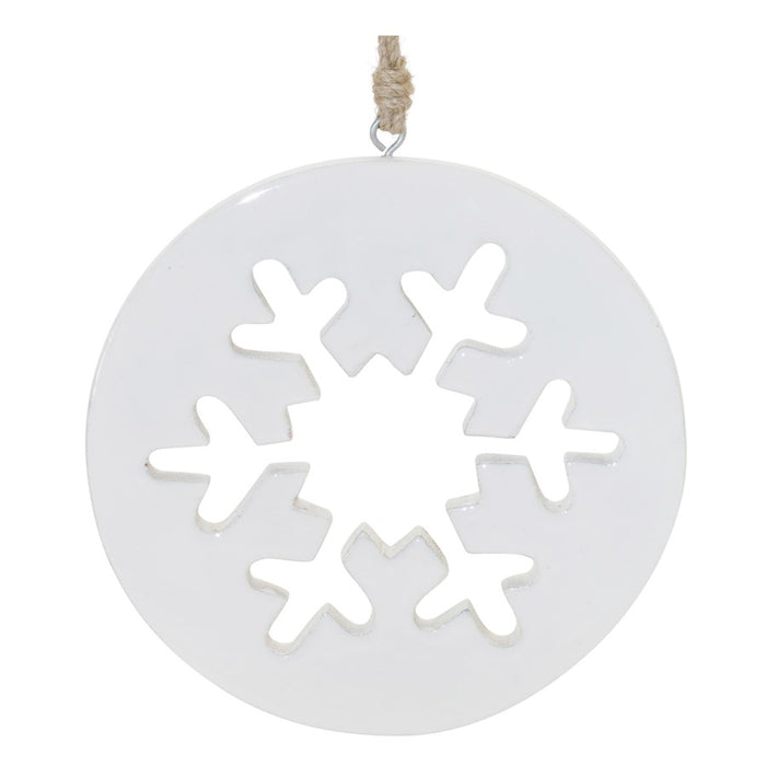 Melrose International White Wood Snowflake Cut-Out Ornament, Set of 12
