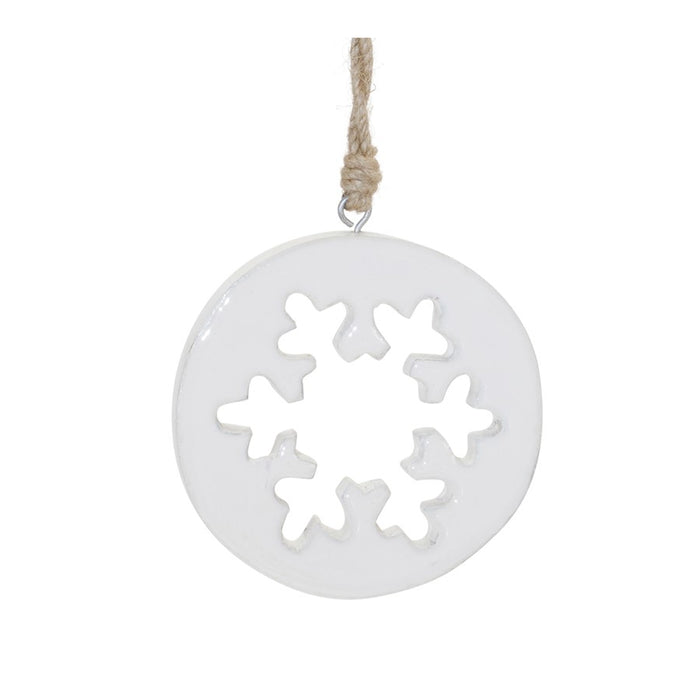 Melrose International White Wood Snowflake Cut-Out Ornament, Set of 12