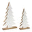 Melrose Pine Tree on Natural Wood Base, Set of 2, White/Beige - 90223DS