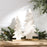 Melrose Pine Tree on Natural Wood Base, Set of 2, White/Beige