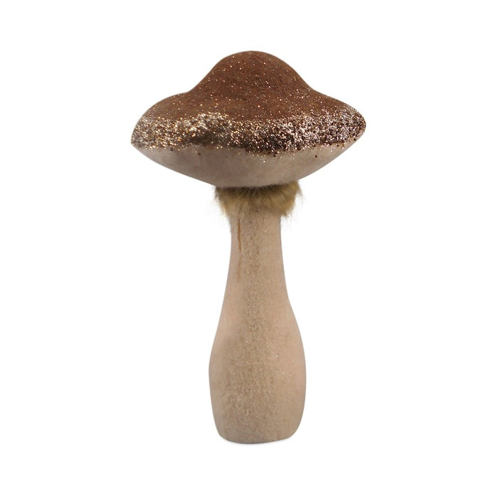 Melrose International Glittered Mushroom Decor, Set of 2, Brown
