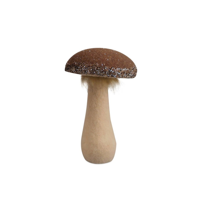 Melrose International Glittered Mushroom Decor, Set of 2, Brown