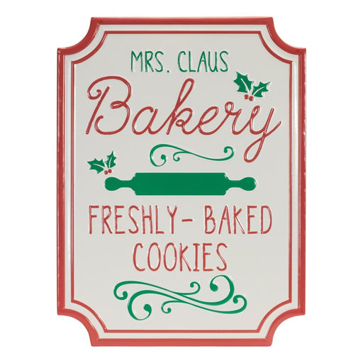 Melrose Int. Metal Mrs. Claus Bakery Wall Sign 16"H, Red/White - 90306DS