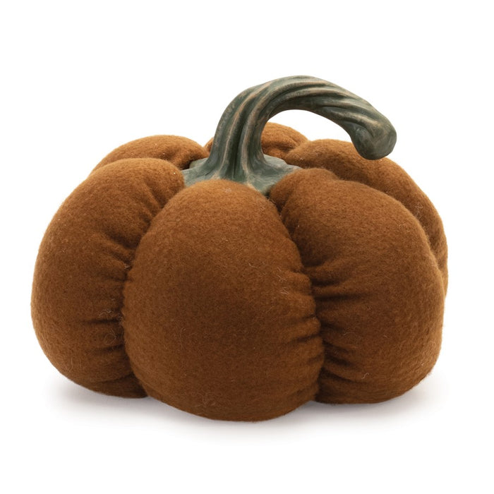 Melrose International Plush Pumpkin, Decor, Set of 2, Yellow/Brown