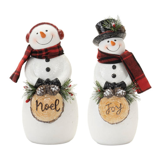 Melrose Snowman Figurine/Tree Disc Sentiment, Set/6, White/Red/Green - 90325DS