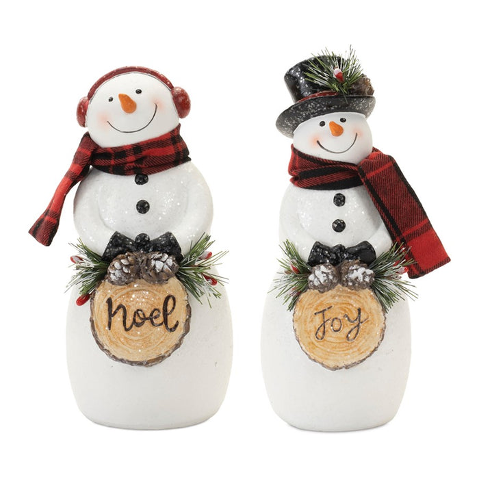 Melrose Snowman Figurine/Tree Disc Sentiment, Set/6, White/Red/Green - 90325DS