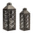 Melrose International Ornate Geometric Metal Lantern, Set of 2, Black - 90328DS