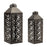 Melrose International Ornate Geometric Metal Lantern, Set of 2, Black