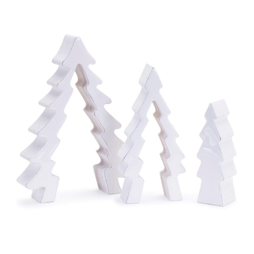 Melrose International Wood Pine Tree Nesting Display, Set of 2, White