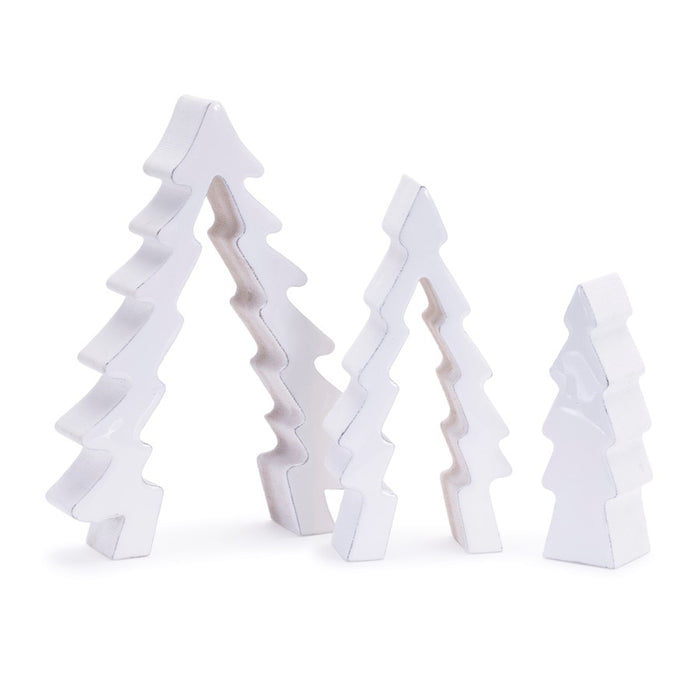 Melrose International Wood Pine Tree Nesting Display, Set of 2, White