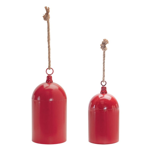 Melrose International Red Metal Bell Ornament, Set of 2 - 90340DS