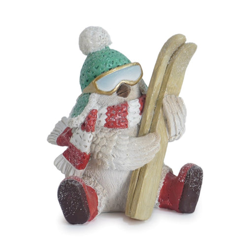 Melrose Winter Sport Bird Figurine, Set of 6, White/Blue/Red