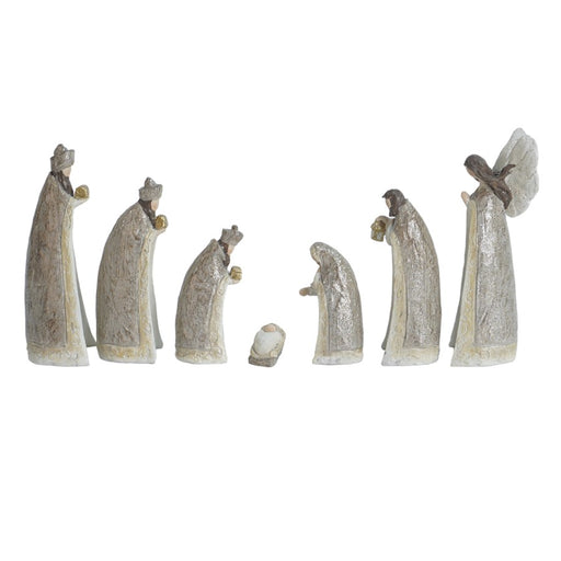 Melrose Nesting Mini Nativity Figures, Set of 7, Beige/Gold - 90344DS
