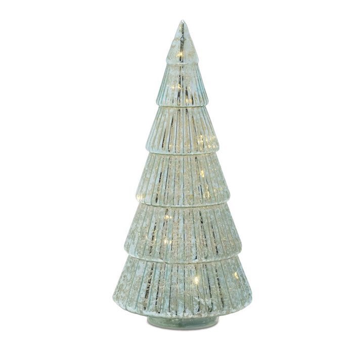 Melrose International LED Green Mercury Glass Tree, Set of 3