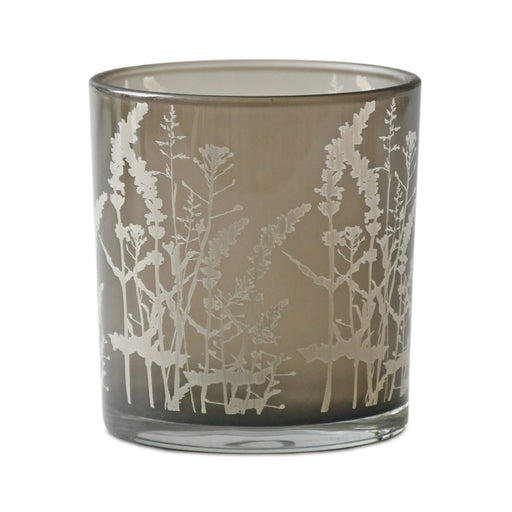 Melrose International Wildflower Glass Candle Holder, Set of 3, Grey
