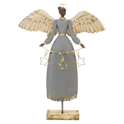 Melrose Metal Angel Sculpture/Lighted Accent 21"H, Blue/Gold - 90376DS
