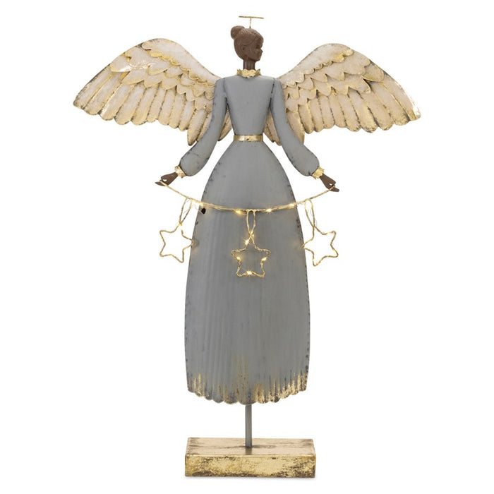 Melrose Metal Angel Sculpture/Lighted Accent 21"H, Blue/Gold - 90376DS