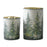 Melrose Frosted Pine Mercury Glass Candle Holder, Set of 2, Green/Grey - 90384DS